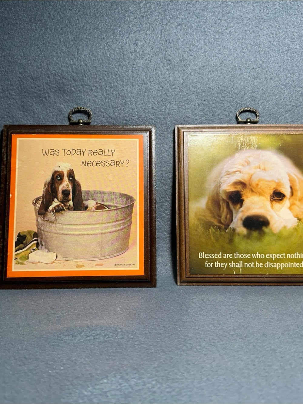 1970/80s Dog Sentiment Wall Art Wooden Plaque - Orange & Brown